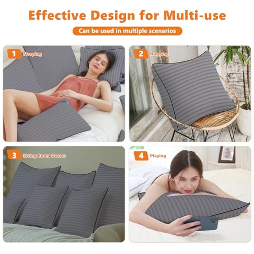 Pillows Insert 20x20 Set of 2 Soft and Supportive Decorative Throw Pillow for Couch and Bed,Indoor Square Pillow Stuffing for Living Room with Premium Original Down Alternative Filling,Grey