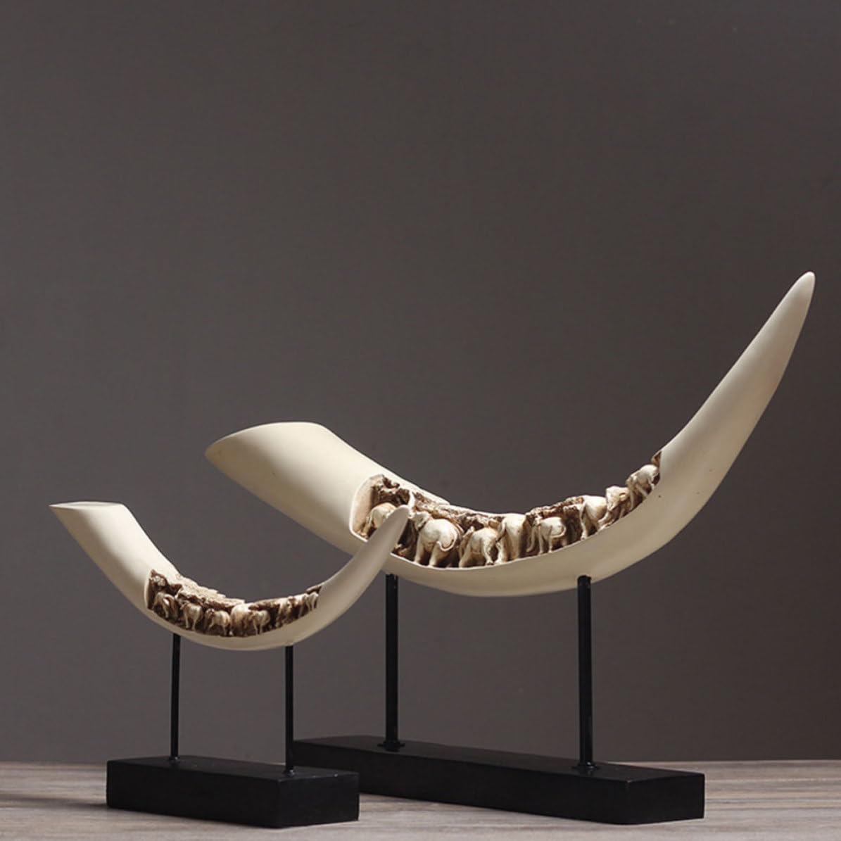 COHEALI Ornamento da Tavolo Riproduzione Avorio in Resina Artigianale | Decorazione per Salotto e Ufficio, Portatile e Sicura, Stile Delicato e Realistico