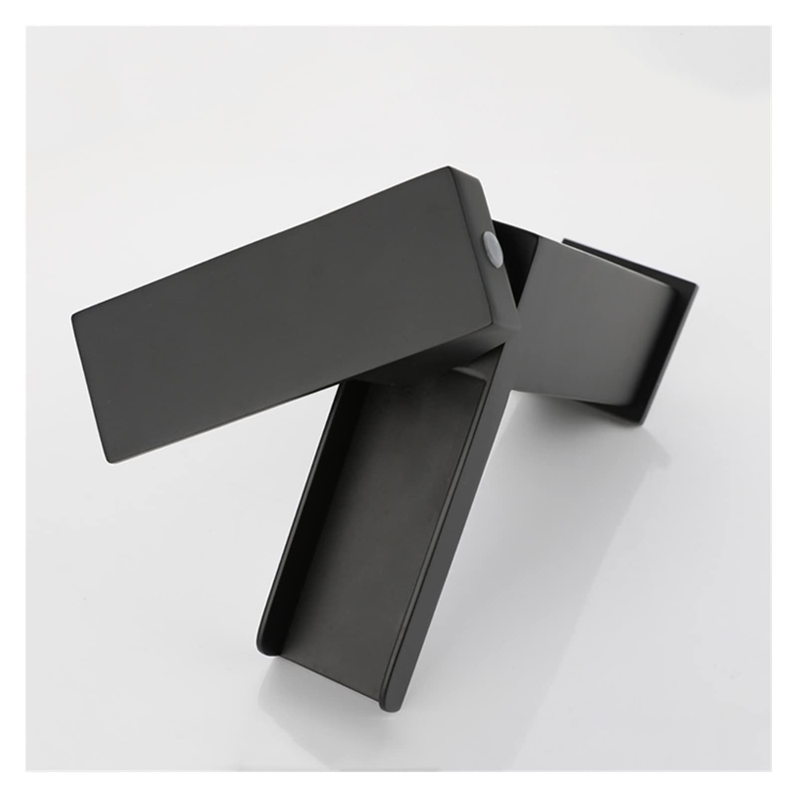 Grifo para lavabo en cascada, grifo mezclador de agua fría y caliente montado en cubierta inclinable para baño, grifo plateado negro, grifo para lavabo de tocador de acero inoxidable (color: negro con