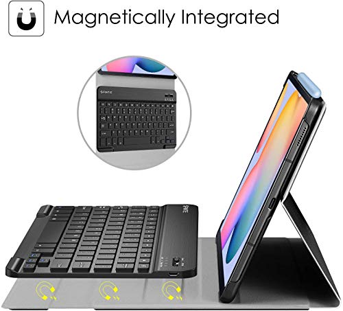 Image of ABOUTTHEFIT Keyboard Case for Samsung Galaxy Tab S6 Lite 10.4'' 2020 Model Sm-P610 (Wi-Fi) Sm-P615 (LTE), Slim Stand Cover with Secure S Pen Holder Detachable Bluetooth Keyboard, Black (Atfs6L10409)