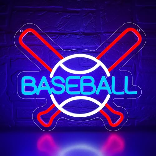Image of Baseball Neon Sign for Wall Decor Baseball Sport Team LED Neon Light for Man Cave Dormitory Bar Club Birthday Gifts for Sport Fans USB Powered