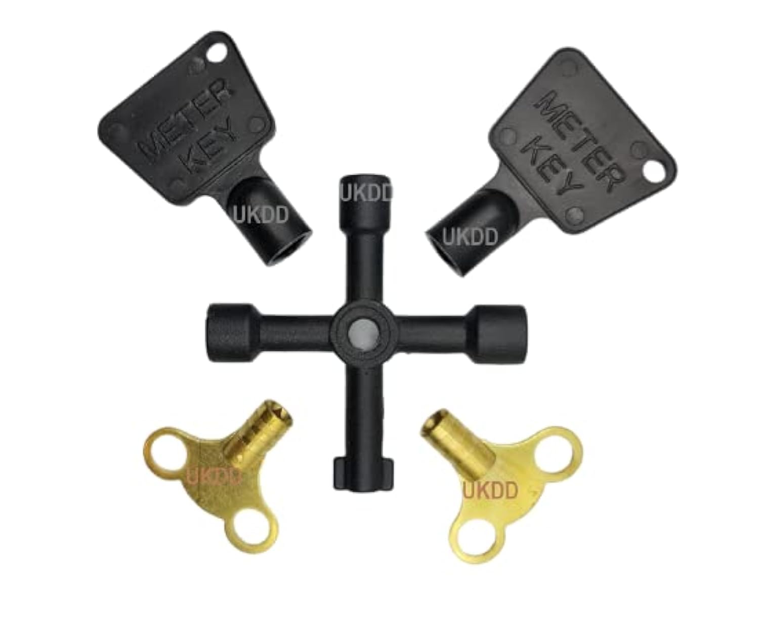 Ukdeals Direct Black Ukdd® 2 Brass Radiator Key 2 Gas Meter Box Key Triangular 4 Ways Multi-Functional Utility Pack Of 5 Key Assortment