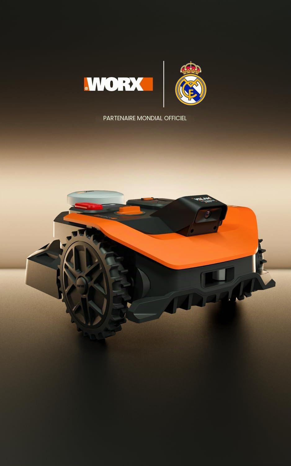 WORX Vision Cloud 2WD WR303E Robot tondeuse 300 m² sans fil périphérique + Garage (évitement d'obstacles par IA, navigation VSLAM + RTK Cloud, cartographie automatique, contrôle via application)