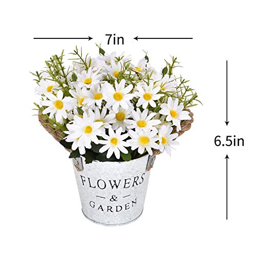 Artflower Artificial Daisy Pot Artificial Daisy Bouquet With Vase Silk Daisy Arrangements Bonsai For Home Office Wedding Party Stage Centerpieces Windowsill Decor, White #TOP3