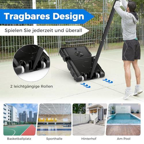 COSTWAY Basketballkorb Outdoor, Basketballständer 149-305cm höhenverstellbar, Basketballkorb mit Ständer, 2 Rädern & Gewichtssack, Mobile Korbanlage Basketballanlage für Kinder, Erwachsene