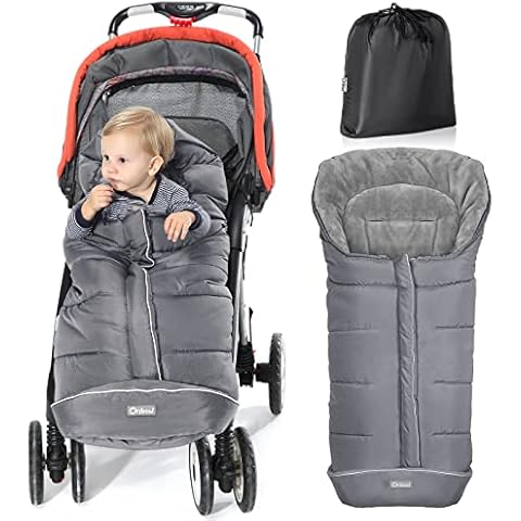 Orzbow Universal Footmuff for Pushchair, Cosy Toes for Baby Buggy Pram Stroller - Waterproof and Windproof Thick Thermo Fleece Pushchair Footmuff with Drawstring Hood (Large,Grey) Cover