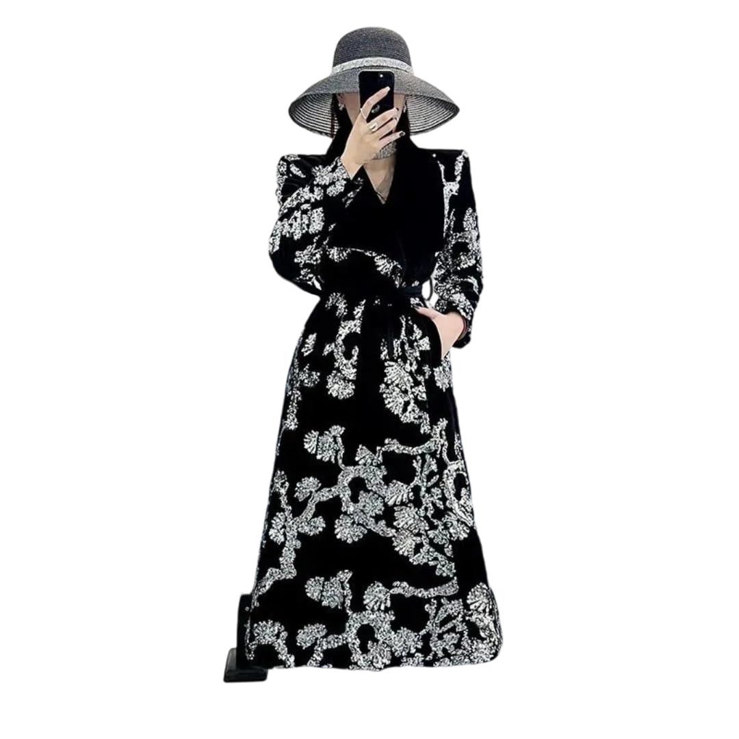 Womens long elegant lapel trench coat