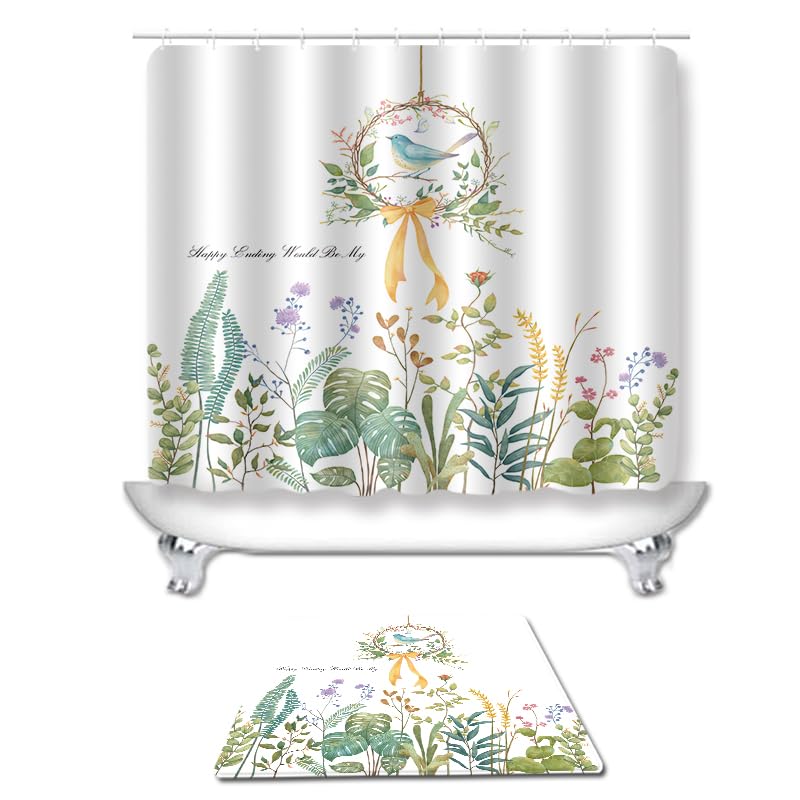 Tapis antidérapant microfibre absorbant fleurs pour douche et WC - 3