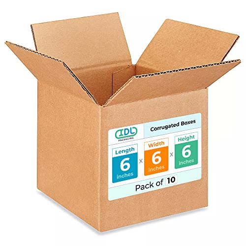 Small Cube Moving &amp; Shipping Boxes 6x6x6 inches (10-Pack) - Extra Strength 200 lb vs Regular - Corrugated Moving Boxes - Box for Packaging Moving Supplies - Packaging Box by IDL Packaging