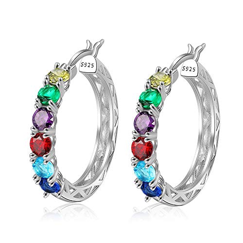 Pendientes de plata 925 con 6 piedras natales, el regalo de joyería ideal para mujer
