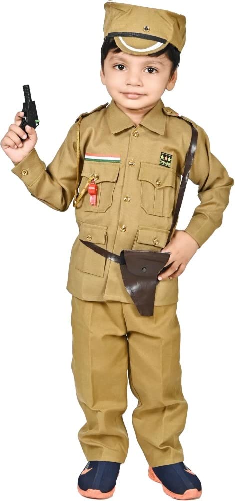 FANY Cotton Blend Police Dress For Kids| Full Set (1 Shirt,1 Pant,1 Gun,1 Gun Cover With Belt,1 Cap,1 Whistle Rope,1 Whistle) (9-10 Years), Grey (B0BQZ4MXYR) Amazon Price History, Amazon Price Tracker