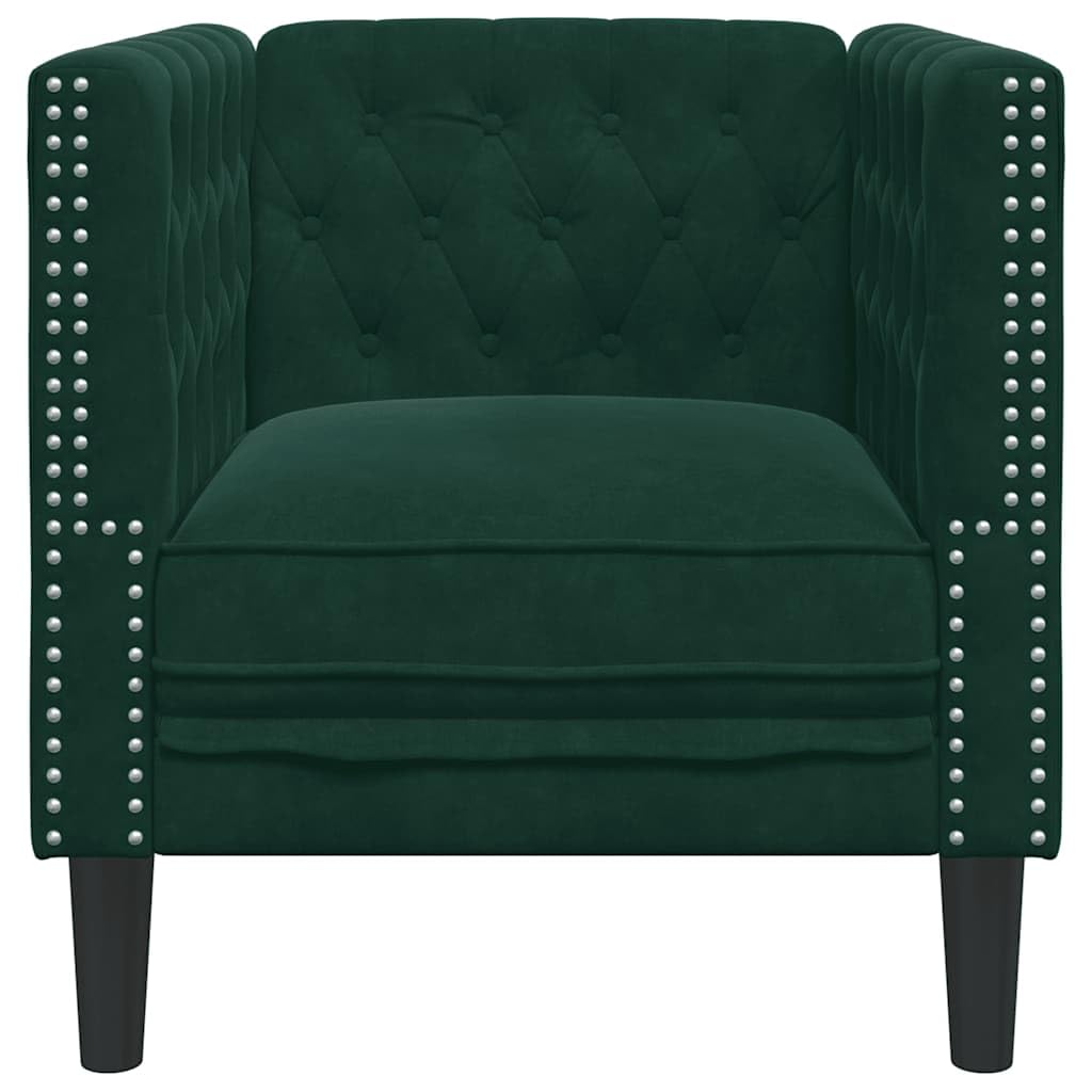 vidaXL Chesterfield Sessel, Loungesessel mit Knopfheftung, Polstersessel Relaxsessel für Wohnzimmer, Clubsessel Cocktailsessel Sofa, Dunkelgrün Samt