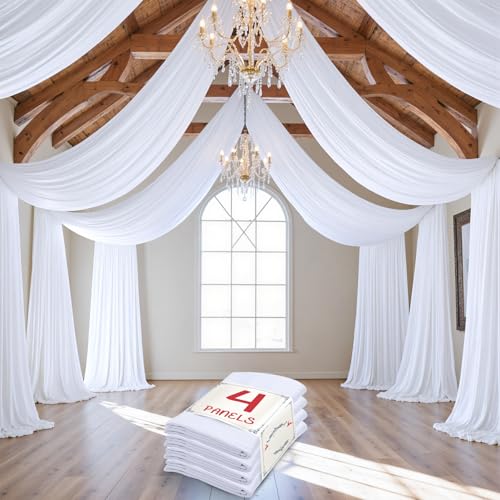 20 ft×20 ft White Ceiling Curtain Drapes for...