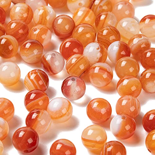 BEEFLYING 100 Pcs 8mm Natural Carnelian Round Beads Orange Gemstone Loose Round Beads for DIY Stretch Earring Bracelets Kits Making - Image 3