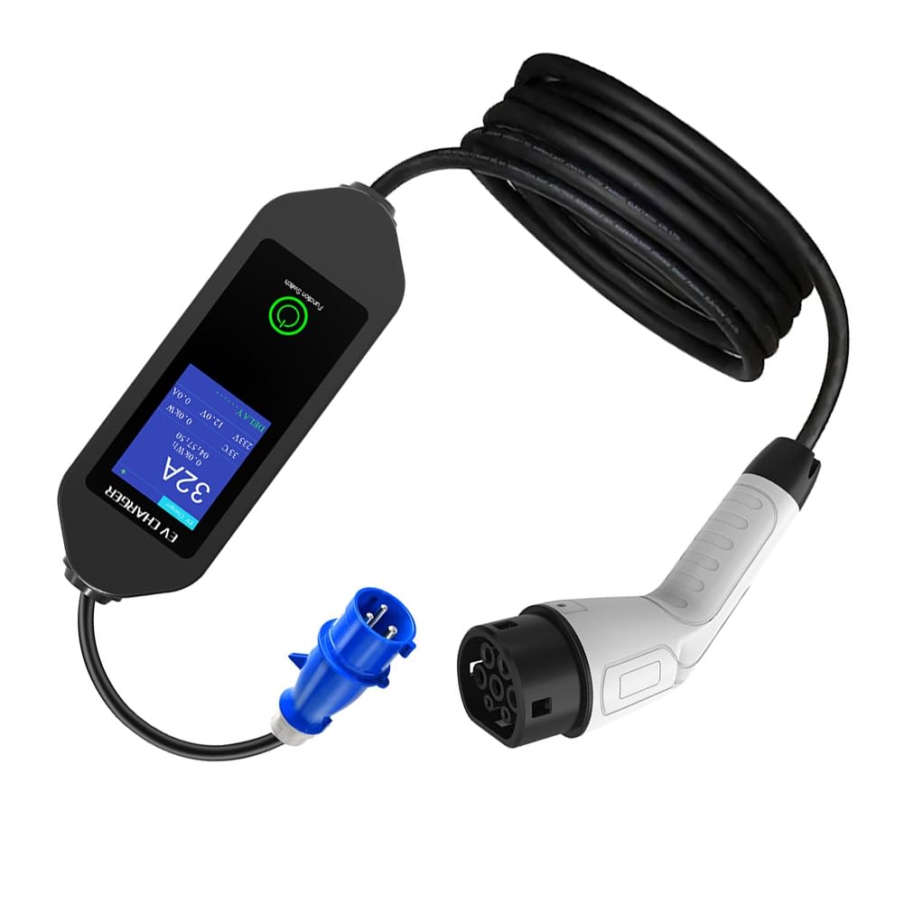 Amazon.co.jp: Jalucdnry 7KW 32A 1相ポータブルEV充電器 電気自動車