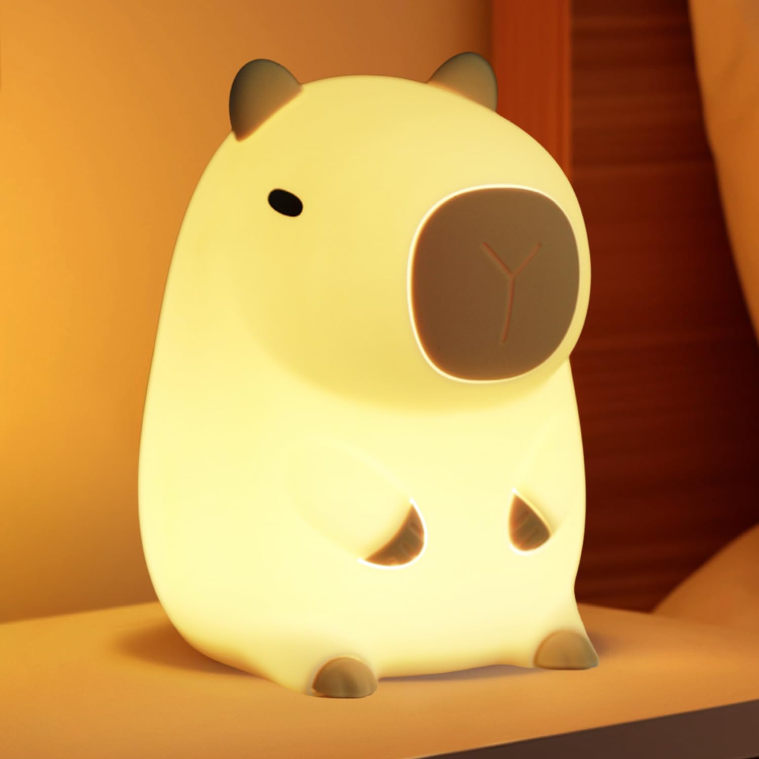 JMG-Myratts Cute Capybara Night Light, Dimmable Timer Night Lamp, Nursery Kawaii Lamps, Super Squishy Silicone Night Lamp. Kid's Room Decor [Energy Class G] (Capybara)