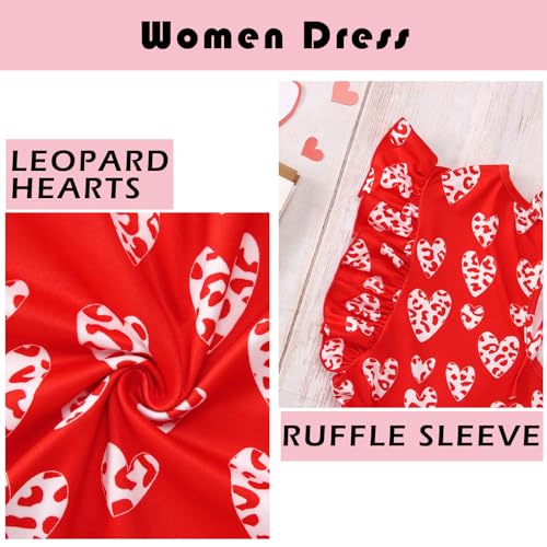 CM C&M WODRO Mommy and Me Dresses Valentines Day Dress Girl Women Sleeveless Leopard Heart Print Mom Daughter Matching Outfit4