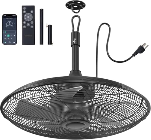 addlon Outdoor Ceiling Fan for Patios, 20 inch Black Waterproof