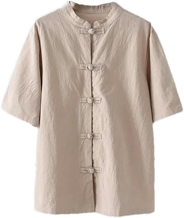 Chinese Style Cotton Linen Tai Chi Button Cotton Top Women Vintage China Traditional Shirt Pants Set Loose Casual Tang Suit