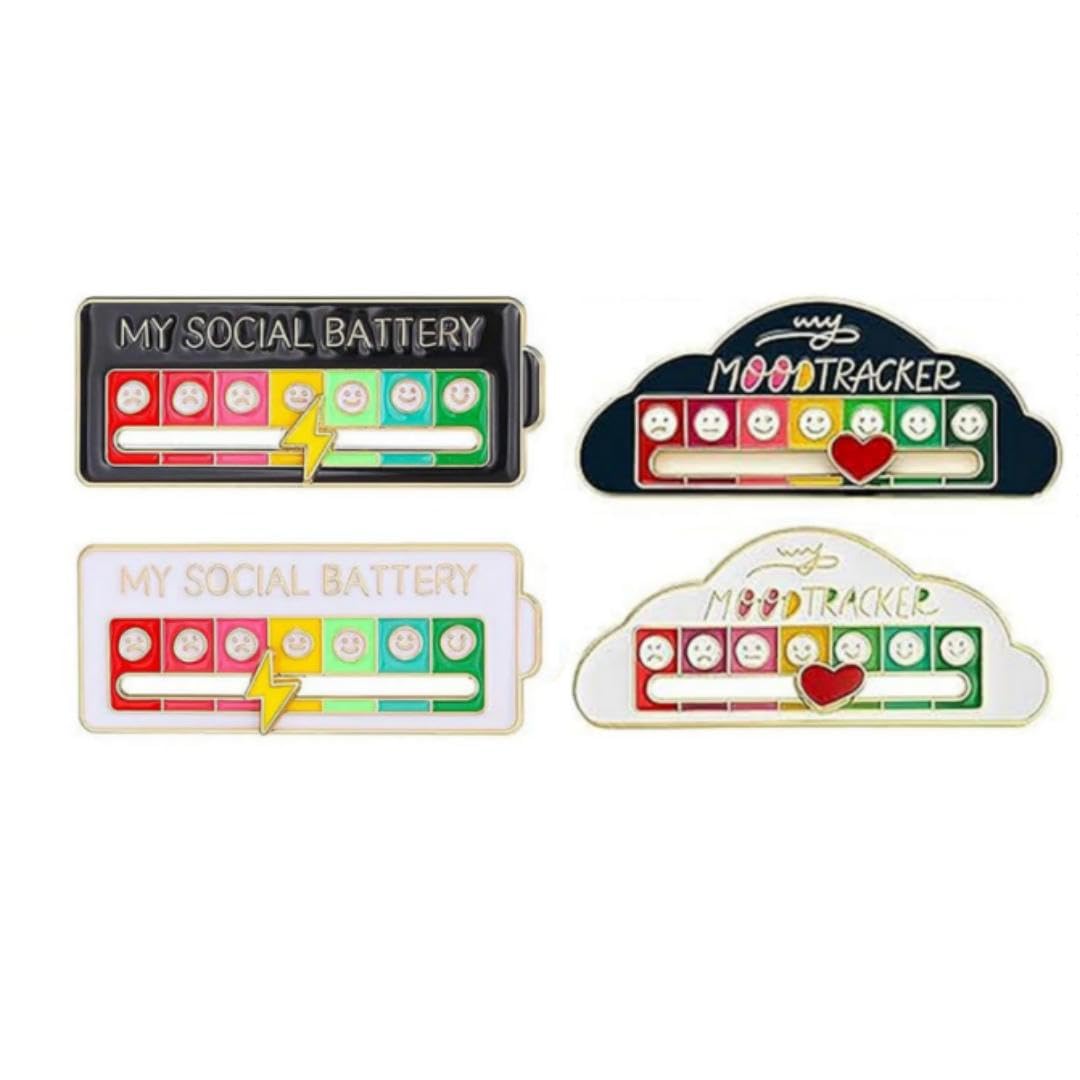 4PCS Enamel Pins, Badges for Bags, Brooch Pin for Women, Social Battery Expression for Mood Display, Non-Verbal Communication Accessories, Personal Style Enhancement-image-16