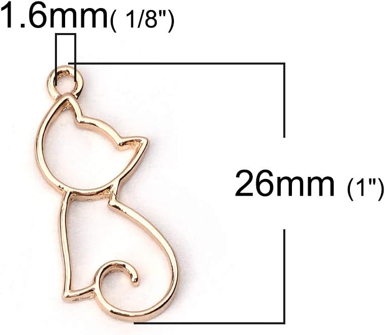 JGFinds Cat Charm Pendants 20 pack (10 Silver tone, 10 Gold tone), 28mm (1") x 18mm(1/2"), Zinc Alloy - Image 3