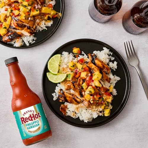 Image of Frank's RedHot Wing Sauce & Dip, Pineapple Hawaiian, Tropical, Sweet Mild Heat, Toss, Top, or Dip with Chicken Wings, Shrimp, Rice Bowls, and Fish Tacos, 12 fl oz