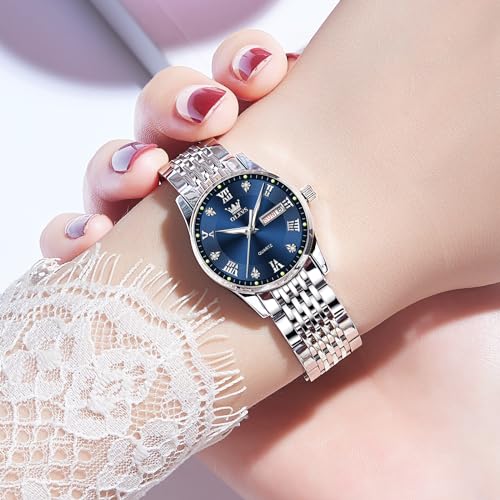 Image of OLEVS Luxury Ladies Watches,Women's Watch with Day and Date,Female Watch for Small Wrist,Gold Stainless Steel Watches for Women,Easy Read Ladies Wrist Watches Waterproof(Adjustable Strap