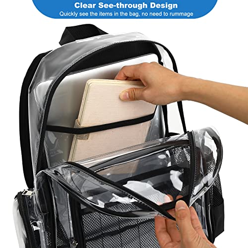Heavy Duty Clear Backpack School Backpack, PVC Transparent Backpacks See Through Bookbag for Girls Boys Women Men (Black)3