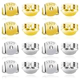 TOAOB 10 Paar 925 Sterling Silber Ohrring Stopper Ohrstecker Schmetterling Verschluss Goldton Silberton Ohrstopper Runde Form Universal Größe 5 x 5.5mm für Schmuckherstellung