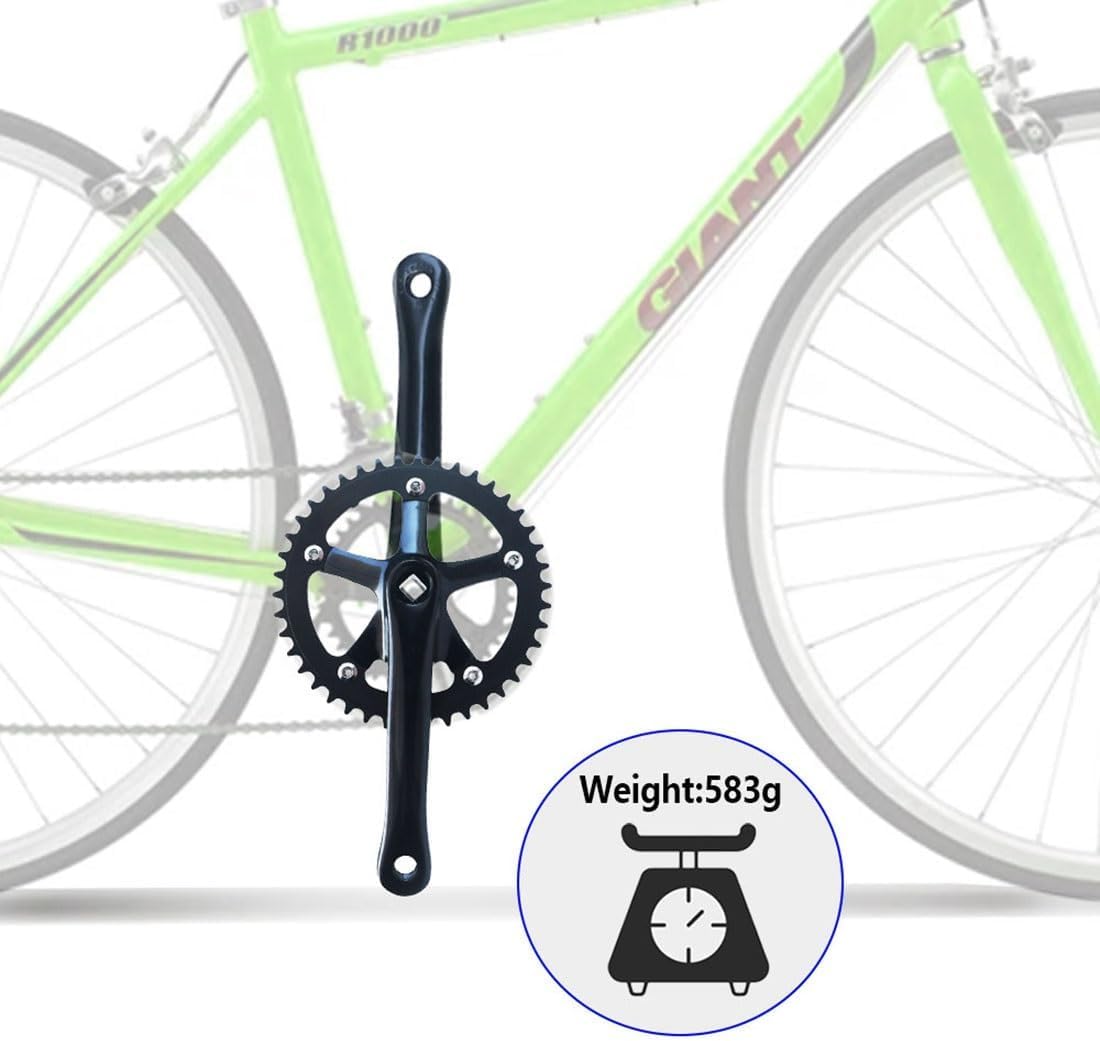Guarnitura per bici da strada, 165 mm, foro quadrato, in lega di alluminio, con anello a catena 44T per bici pieghevoli e da strada
