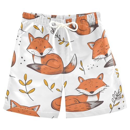 Lovely Fox Leaf Boys Swim Trunks, Quick Dry Toddler Beach Shorts Boy Swimwear Bathing Suit