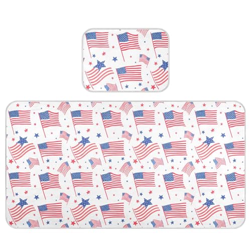 Takiito American Flags Baby Cooling Mattress Pad, Soft & Breathable Cooling Mat Keep Baby Cool in Summer 28x52 in, Nursery Essential
