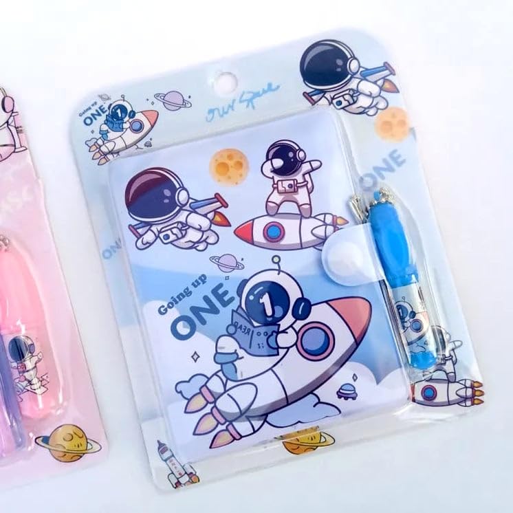 Image of AK Store Cartoon Pocket Diary with Pen, Writing Notebook for Kids Boys Girls, Cartoon Stationery Set for Students Children Birthday Return Gift (Astronaut)
