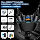 120W Car Cigarette Lighter Multi Socket, Dual 12V Splitter Adapter USB C QC3.0 PD, Car Multi-Socket Lighter Extension, Double Cigarette Adaptor Charger with LED Voltmeter for Phone GPS Dash Cam - Image 3