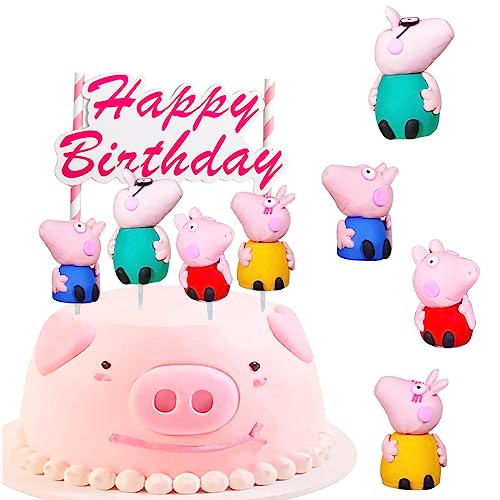 Peppa Wutz Cake Topper Set - 16 Bunte Deko-Picker Für Kuchen & Cupcakes