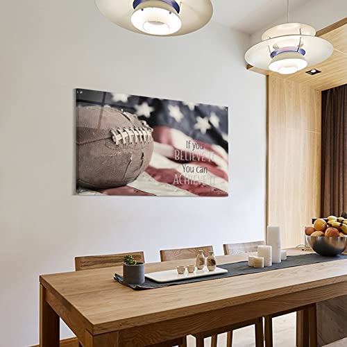 Inspirational Wall Art Rugby Wall Art American Flag Football Wall Art Canvas Painting Posters And Prints Wall Art Pictures For Living Room Bedroom Decor 24X36Inch(60X90Cm) Frame-Style #TOP2