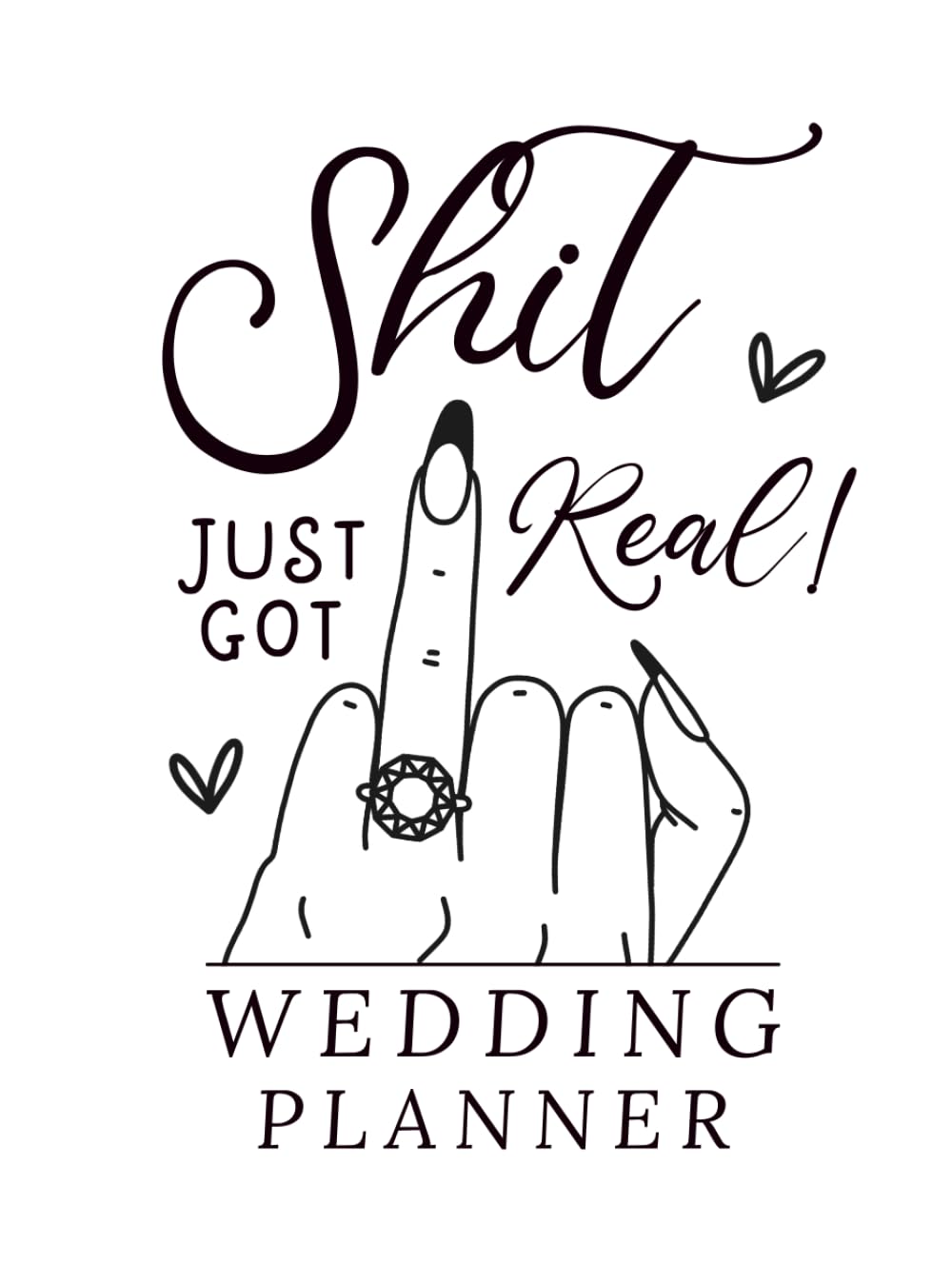 Shit Just Got Real Wedding Planner White: A Funny Modern Hardcover Wedding Planning Organizer with Checklists, Budget Trackers, Guest Lists, Timelines, Seating Charts & More (195 Pages)      Hardcover – February 4, 2026