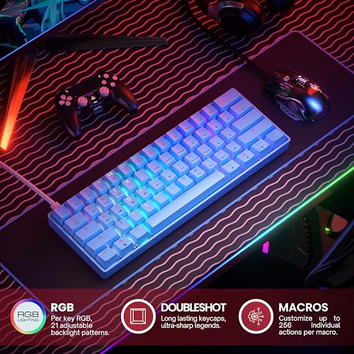 Image of GK61 Mechanical Gaming Keyboard - 61 Keys Multi Color RGB Illuminated LED Backlit Wired Programmable for PC /Mac Gamer (Gateron Optical Brown, Blue)