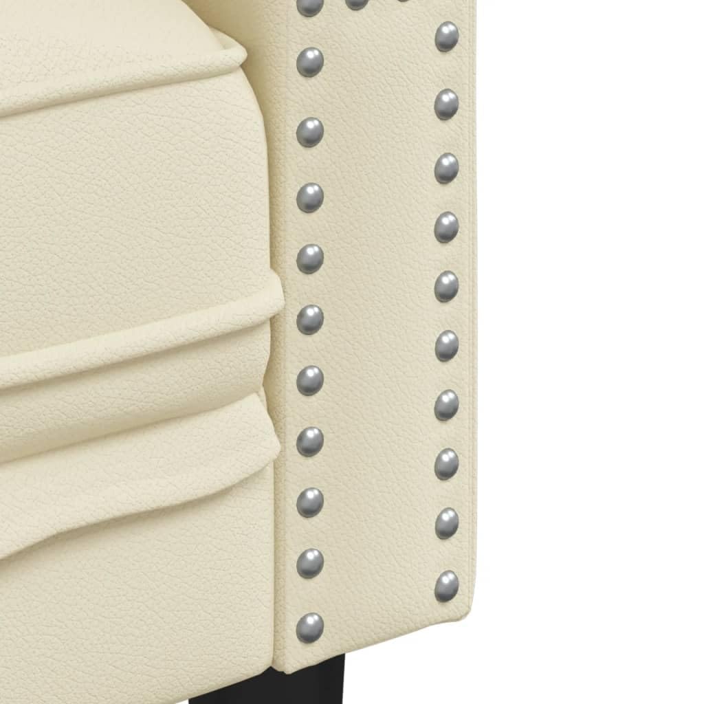 Générique Ensemble de canapé Chesterfield 3 pcs crème Similicuir,Meubles, Canapés,3209268