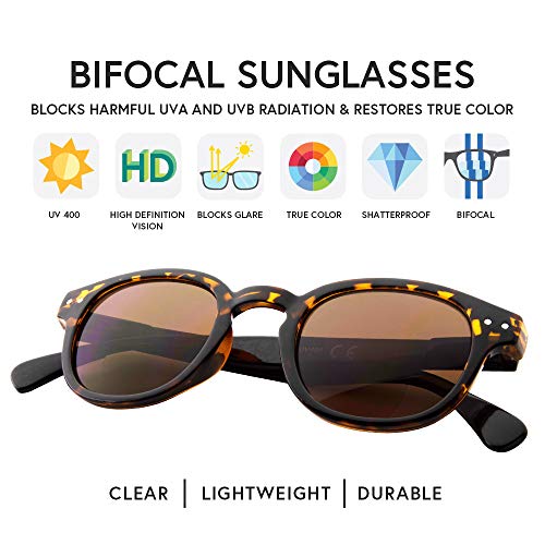 Vitenzi Bifocal Sunglasses For Men And Women Round Reading Sun Tinted Glasses With Readers - Lucca In Tortoise 2.00 #TOP2