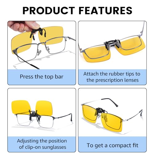 Trysee Night Vision Pro Glasses for Driving Clip On Yellow Nighttime Glasses Polarized Anti Headlights Glare TS-CO-8033