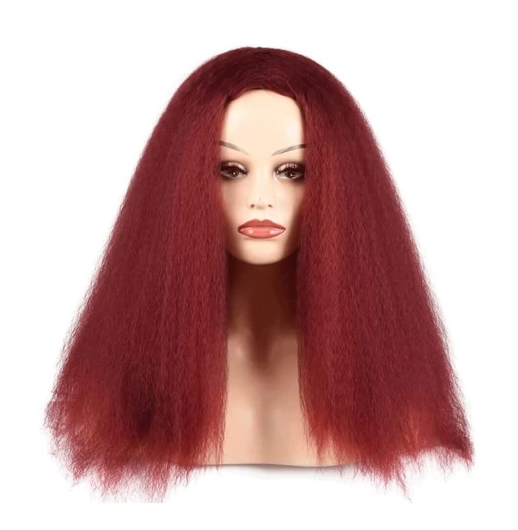 Peruki Damskie Długa Peruka Afro Peruki Dla Czarnych Kobiet Peruka Z Naturalnych Włosów Peruka Z Prostymi Włosami Peruka Syntetyczna Peruka Peruki Na Imprezę (Color : A, Size : 23in)