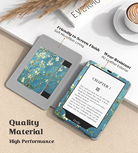 MoKo Étui Compatible avec 6,8 Pouces Kindle Paperwhite 11e Gén Modèle 2021, Coque de Protection avec Dragonne, Auto Réveil/Veille pour Kindle Paperwhite Édition Signature, Abricot épanoui