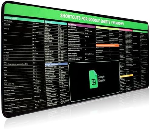 HOWUKE Keyboard Shortcut Mouse Pad, Excel/Word/PPT Shortcuts Cheat Sheet Mat, Super Large Anti-Slip Rubber Pad, 80x30cm, Multicolor