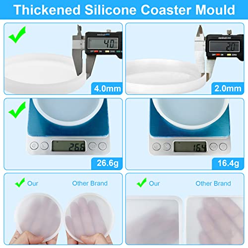 Sjubaopen ME 4 Pcs Thickened Coaster Resin Molds thumb #1