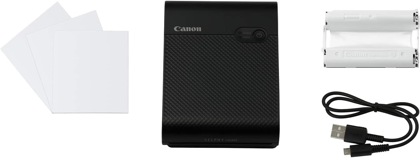 Canon SELPHY Square QX10 Portable Photo Printer, International Model (Black) (Renewed)