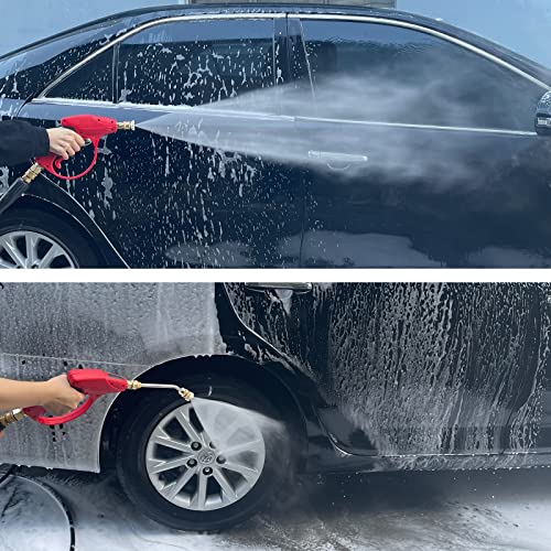 Image of Sooprinse Short Pressure Washer Gun 3000 PSI, 7 Inch Replacement Extension Curved Wand, 5 Nozzle Tips, M22-14 Inlet