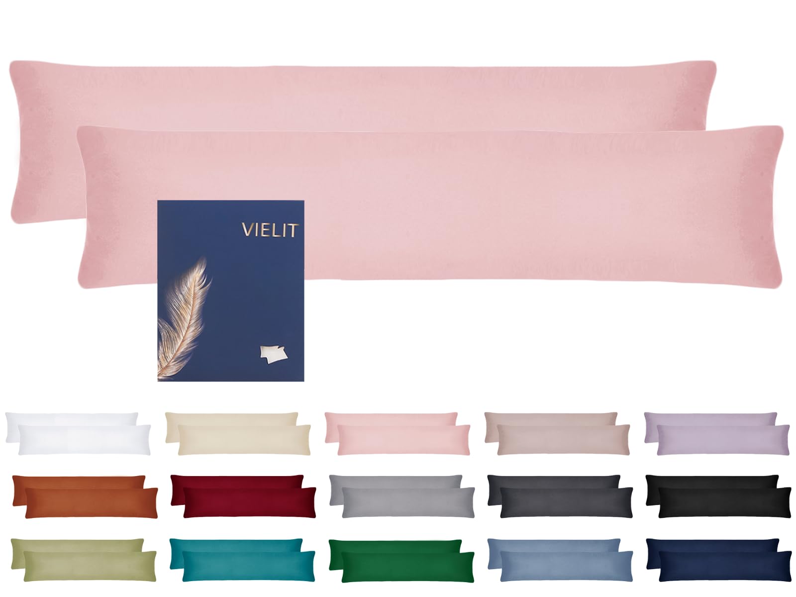 Vielit Side Sleeper Pillowcase Cover 40 x 145, 2-Piece Set, Pillowcase 40x145, Side Sleeper Pillowcase, Soft Pillowcases, Pillow Cover, Eco Certificate, Pink โ image 1