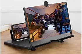 Lupa de tela de 12 polegadas para celular – Projetor ampliador de tela HD 3D para filmes, vídeos e jogos – Suporte de telefone dobrável com amplificador de tela – (12 polegadas)