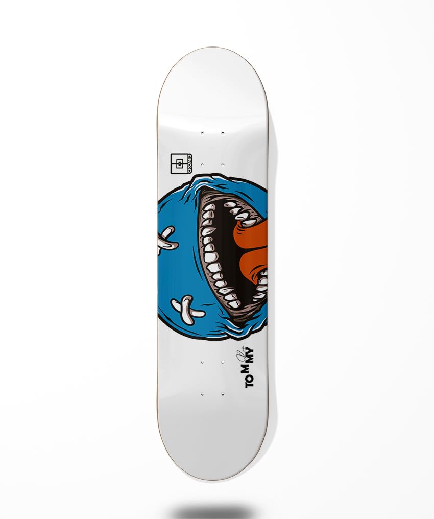 monopatín Skate Skateboard Deck Tabla - Tommypro Big Monster White Blue 7.75